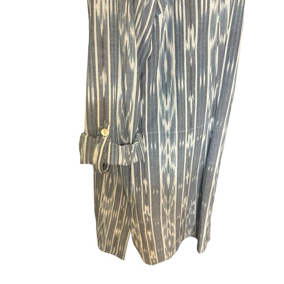 Pure Jill Ikat Button Down Roll-Tab Pockets Collard Shirt Cotton Tunic Dress  M - Picture 7 of 11